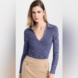 Veronica Beard Knit Long Sleeve Collared V-Neck sz L